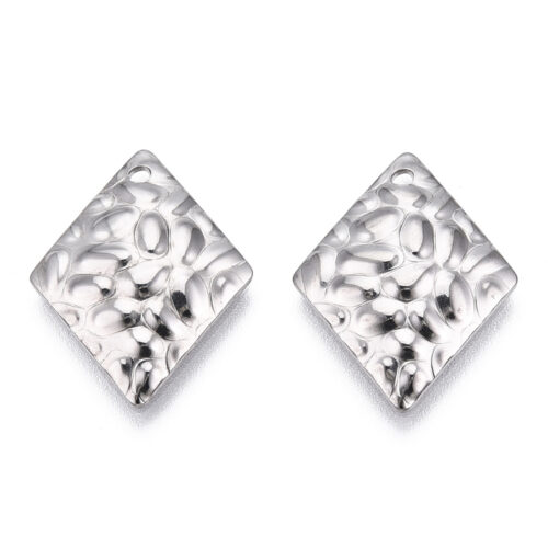 Pendentifs losange en acier inoxydable 304 argent