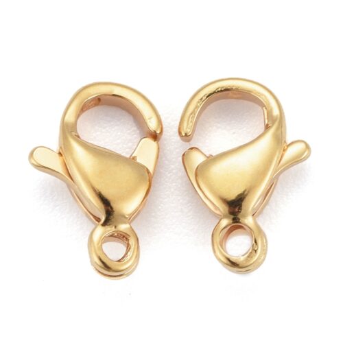 Fermoirs mousqueton doré 24k en acier inoxydable 304, fermoirs à gâchette de perroquet, véritable 24k plaqué or, 9x6x3mm, Trou: 1mm