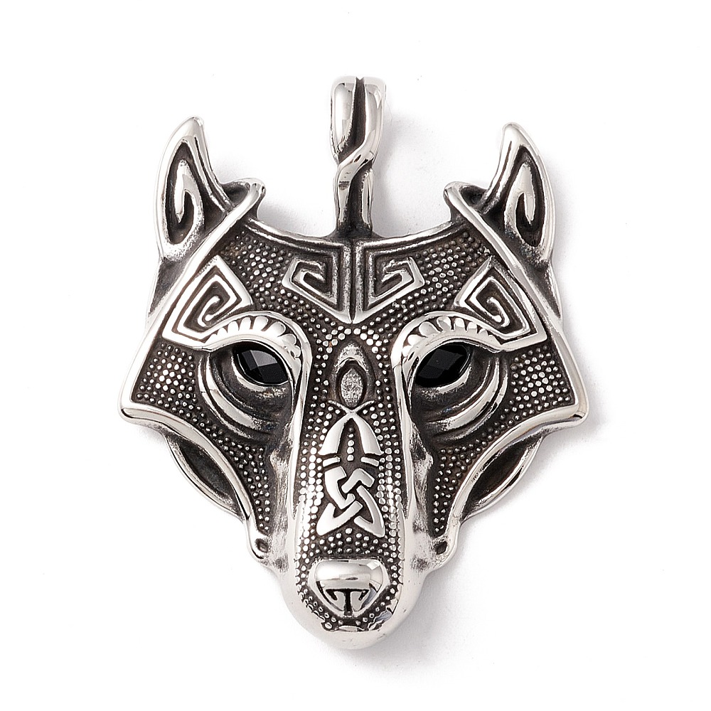 collier loup homme en acier inoxydable cadeaux 56