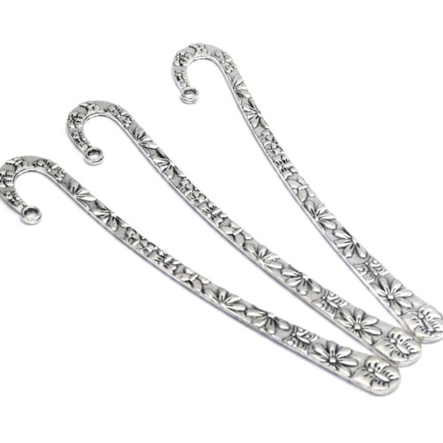 marque page argent fleur et papillon