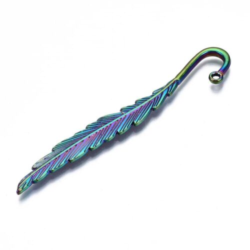 Support de marque-pages en métal plume arc-en-ciel 8cm x2