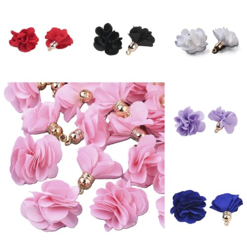 pendentif fleurs en tissu pour bijoux et décoration
