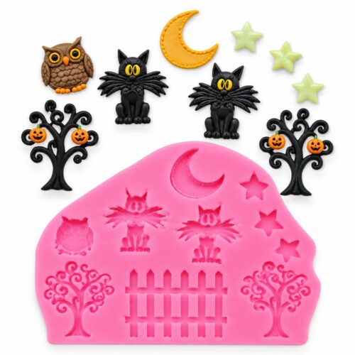 moule en silicone chats au clair de lune hibou arbre barrière résine et argile v