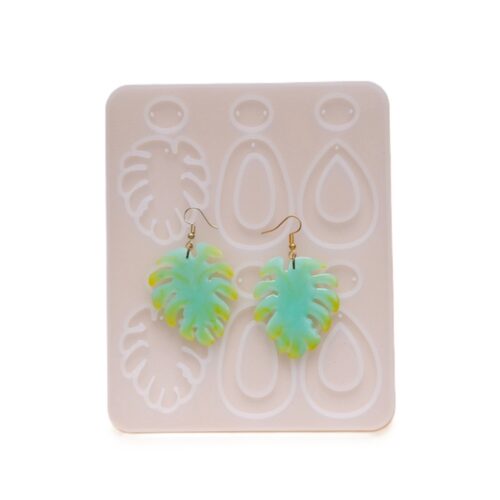 moule silicone boucles d'oreilles feuille et goutte2