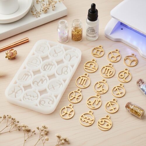 moule en silicone 12 signes du zodiaque pendentif pour bijoux en résine (1)