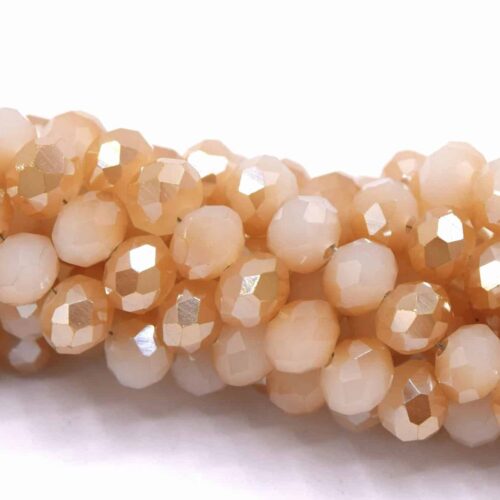 Perles Verre abaque plaqué old lace, 6 mm