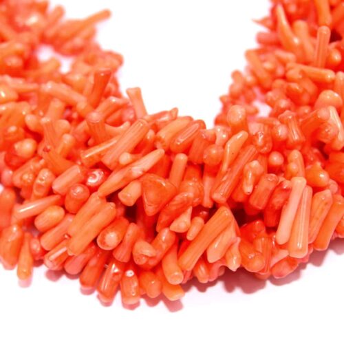 Perles corail bambou synthétique orange x50