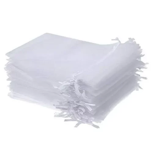 Sachets organza blanc ,Pochette bijoux 10x8cm x10
