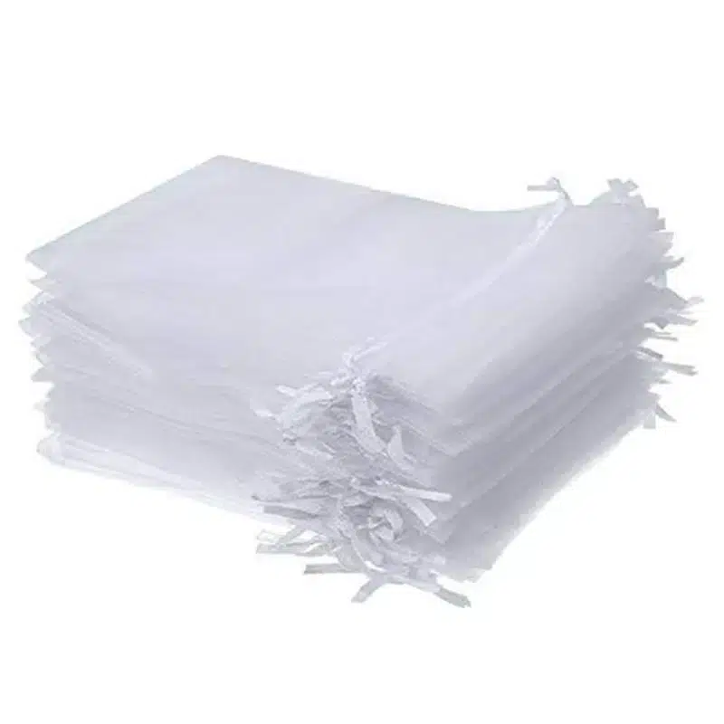 100 Sachets Organza Blanc 7x9 Cm - Pochette Cadeau à Cordon Pour Mariage, Bijoux, Bonbons, Favoris
