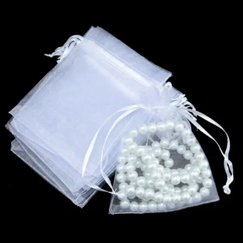 Sachets organza blanc 15x10cm x10