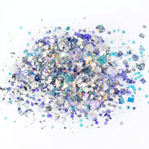 Pot de paillettes scintillantes bleuté