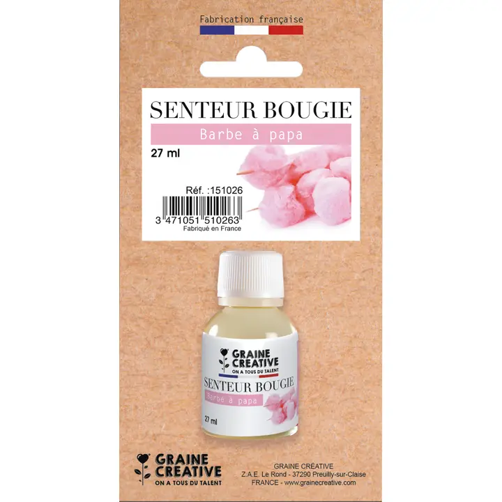 Parfum pour bougie barbe à papa 27 ml, senteur gourmande pour création de bougies DIY