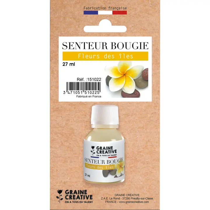 Parfum pour bougie fleurs des îles 27 ml, senteur florale exotique pour création de bougies DIY