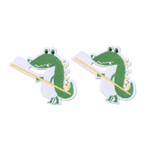 patch autocollant crocodile avec brosse à dents