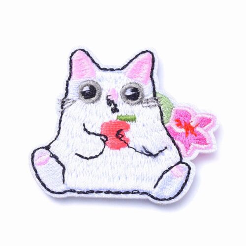 Ecusson patch thermocollant chat fruit x2
