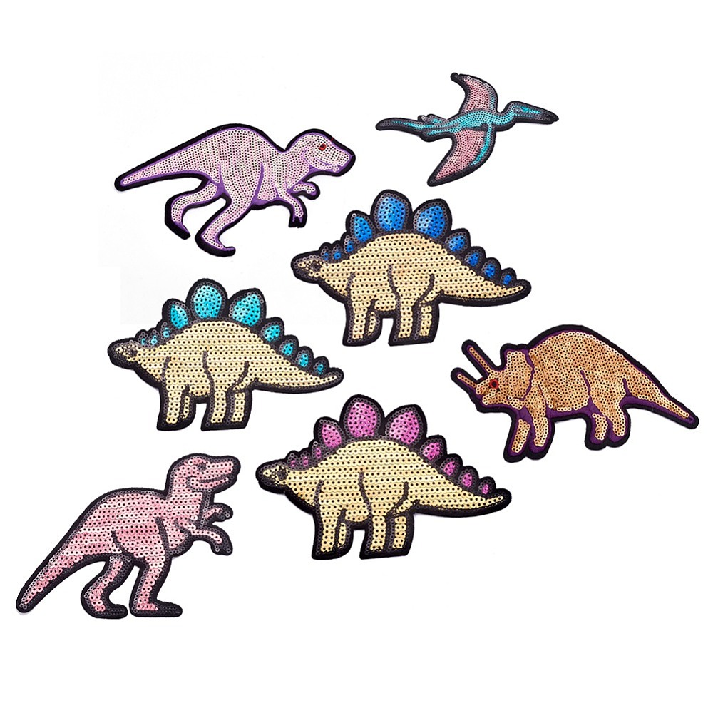 patchs tissu broderie paillettes dinosaure mixte (1)