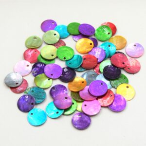 pendentifs 13 mm multicolore rond en coquille d'akoya rond plat