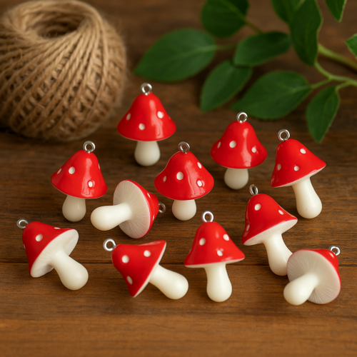 pendentif champignon rouge et blanc, décoration noel et activités créative bijoux