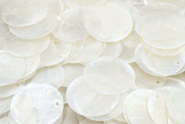 Pendentifs Ronds Coquille Capiz Blanche - 30mm