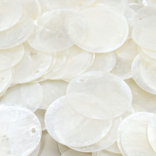 Pendentifs Ronds Coquille Capiz Blanche - 30mm