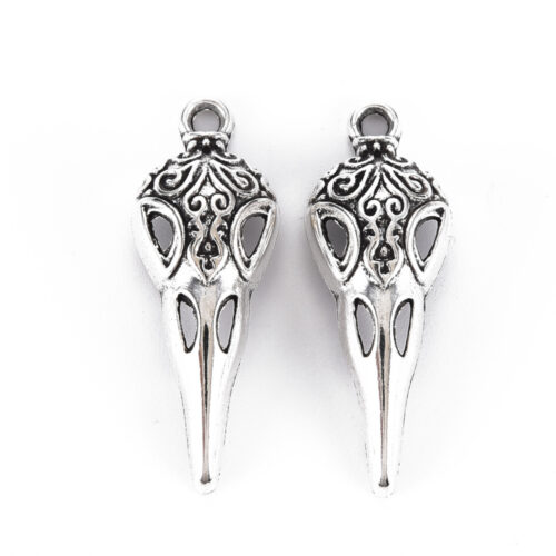 pendentif, crâne, oiseau, argent, gothique, bijoux, DIY, création, unique, personnalisé