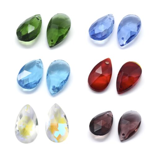 pendentifs en verre larme à facettes 22mm