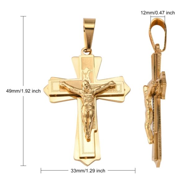 pendentif croix en acier inoxydable avec jesus relief gravé