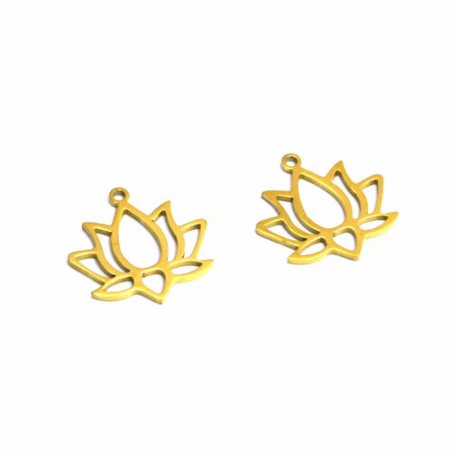Pendentifs fleur de lotus en acier inoxydable 304 plaqué or 18K