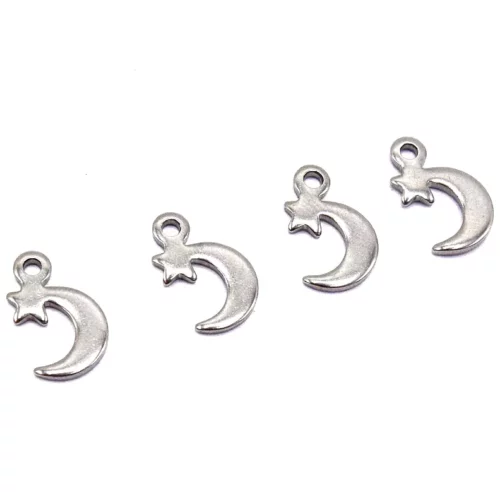 pendentif lune en acier inoxydable 304 argent ret