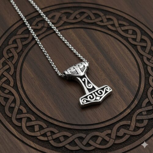 pendentif marteau de thor gravé celtiqueb
