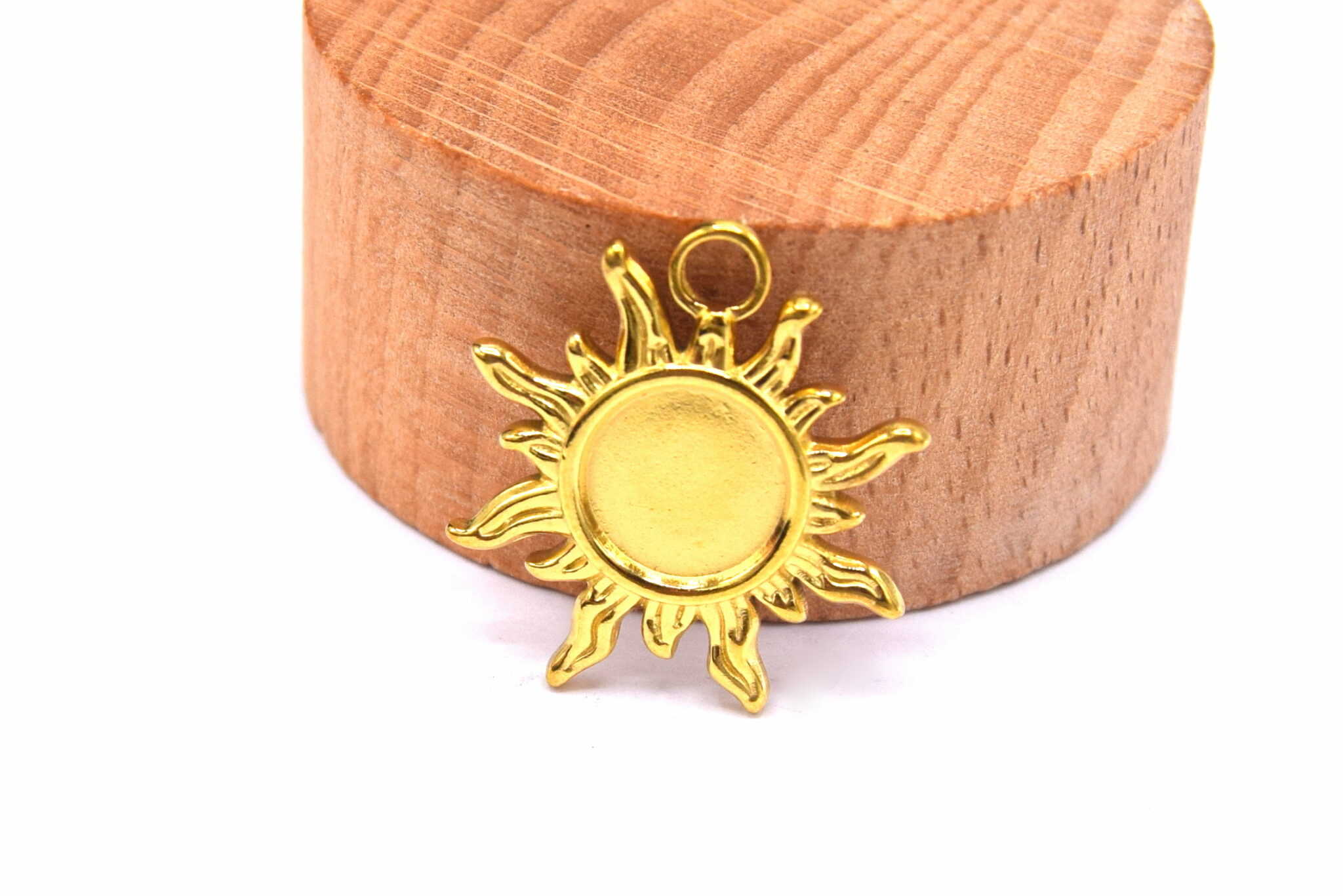 pendentif support à cabochon soleil or en acier inoxydable (2)