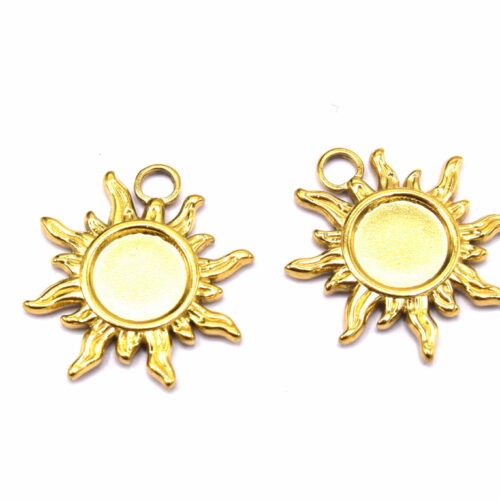 pendentif support à cabochon soleil or en acier inoxydable (2)