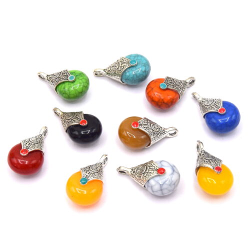 pendentif tibétain résine multicolore