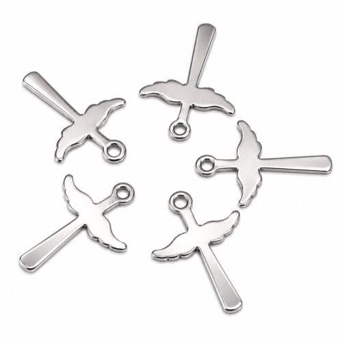pendentifs croix avec ailes en acier inoxydable 201