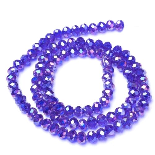 Perles de verre bleu marine à facettes 8x6mm x68