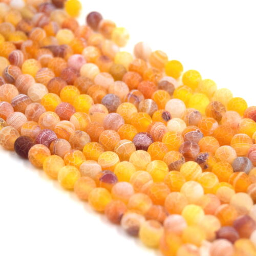 perle agate de feu jaune orangé