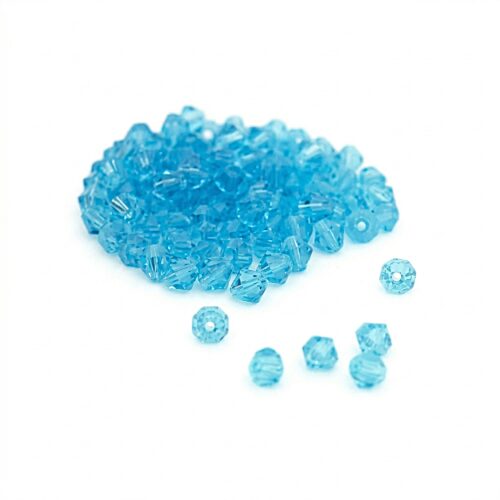 Perles de verre facettes forme toupie bleu fabrication bijoux diy