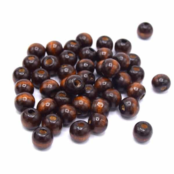 Perles en bois ronde couleur brun coco 12mm x50 – Image 2