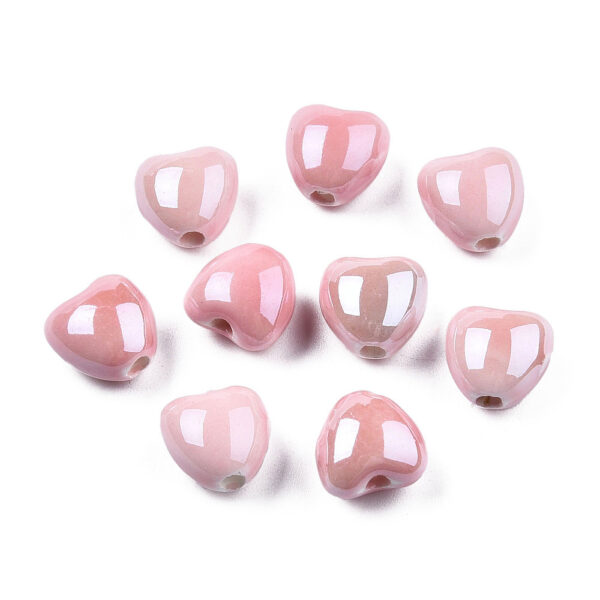 perles porcelaine forme coeur pour bijoux DIY