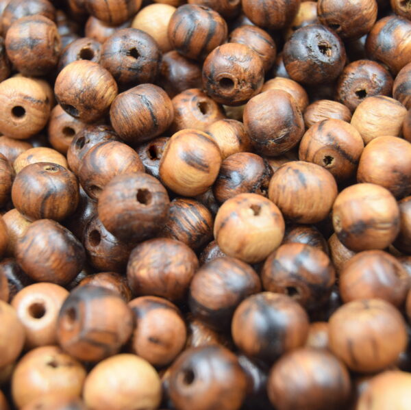 perles en bois de châtaignier artisanales 12mm trou 2.5mm