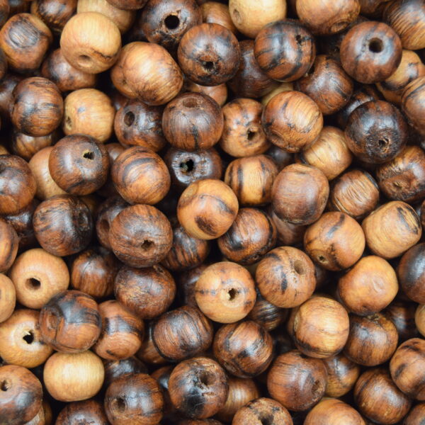 perles en bois de châtaignier artisanales 12mm trou 2.5mm