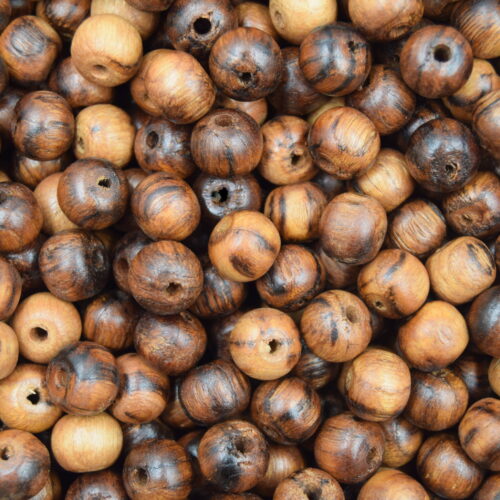perles en bois de châtaignier artisanales 12mm trou 2.5mm