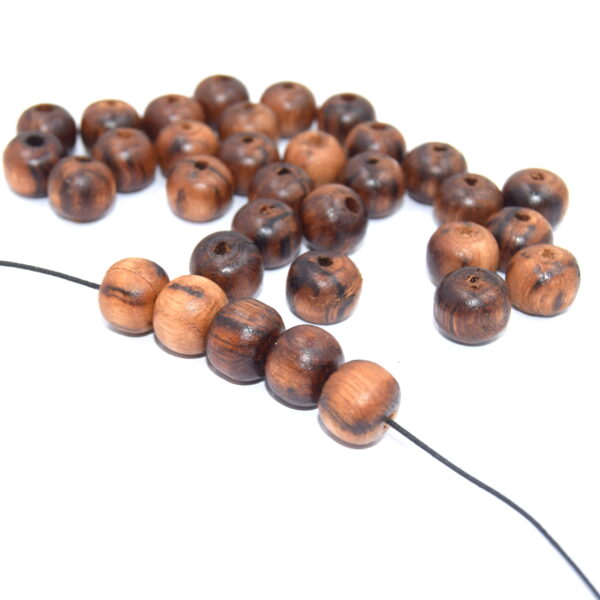 perles en bois de châtaignier artisanales 12mm trou 2.5mm