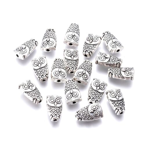 Perles chouettes argent vieilli 10mm