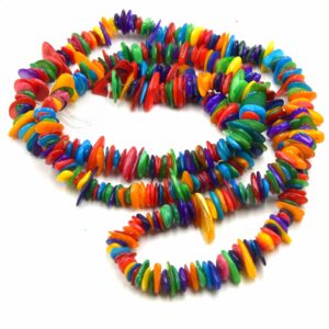 perle coquille d'eau douce multicolore forme disque pour création de bijoux diy