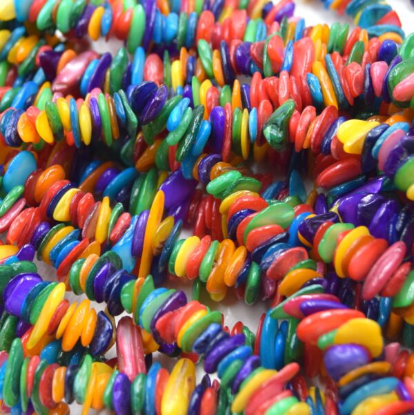 Perles Disques Coquillage d'Eau Douce Naturelles teintées - Brin 76cm Couleurs Variées – Image 3