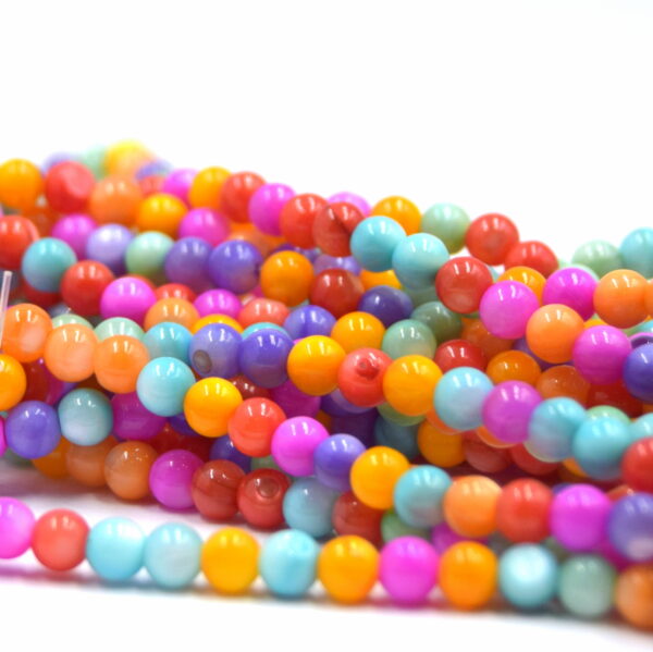 Perles coquille d'Eau Douce Naturelle Teinte - Rondes et colorées - 5 mm x1 – Image 6