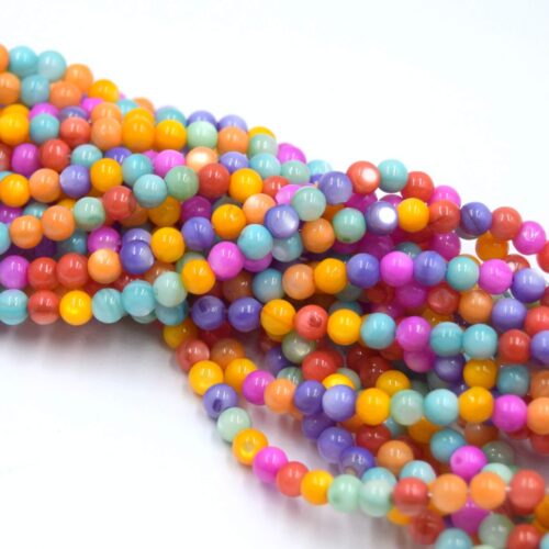 perle coquille multicolore ronde 6mm pour bijoux diy