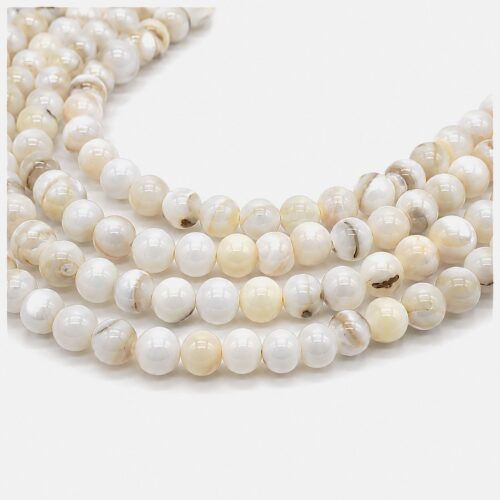 perle coquille ronde 6mm blanc nacré lot de 20 ou 50 unités pour fabrication de bijoux diy