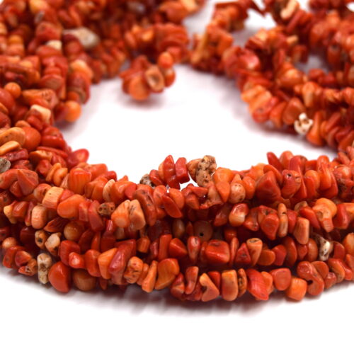 Perles de corail bambou chips orange x100